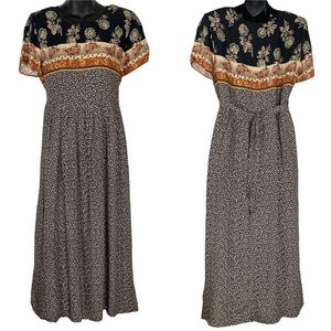 VINTAGE MOLLY MALLOY Cottage Mixed Print Maxi Dress 8